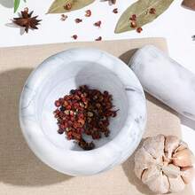 High-Quality Natural Marble Grinder, Manual Black And White Dual-Color Spice, Garlic, And Salt Grinding Bowl - Concrete Mortar Set - Multicolor - View 7