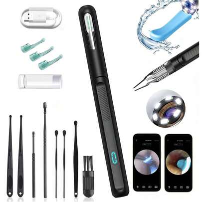 2-In-1 Ear Wax Removal Camera | Ear Cleaning Tool With Illumination Light, Ear Cleaner With Camera Otoscope, Ear Wax Removal Kit With Tweezers And Magnifier, Visual Dropper Cleaning Set, Home Ear Nose Throat Examination Tool