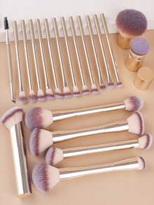 6pcs/13pcs/23pcs Makeup Brush Set Includes: Brush Holder, Foundation Brush, Blush Brush, Eyeshadow Brush, Mascara Brush, Eyebrow Brush, Lip Brush, Highlighter Brush, Contour Brush, Nose Brush, Makeup Sponge, Makeup Tools, Makeup Brush Set, Women/Girls Travel Makeup Brush Set, Makeup Brush Set, Complete Makeup Brush Set, Full Makeup Brush Set, Makeup Set, Makeup Brush Set, Makeup Gift Set - Gold - View 2