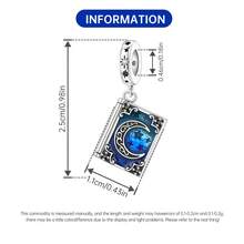 CYMYSS 1pc Fantasy Starry Sky 925 Silver Plated Artificial Zirconia Blue Crescent Moon & Star Pattern Book Pendant, Women's Gift For Valentine's Day/Birthday/Daily Wear - Multicolor - View 5