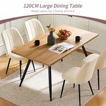 AINPECCA Dining Table With Black Metal Legs Kitchen Table (Marble Effect Top, 120 * 70cm) - Oak - View 9