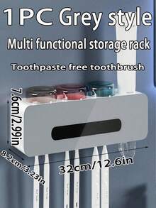 Wall-Mounted Toothpaste Squeezer, Toothpaste & Toothbrush Holder, No Power Required - Storage Rack - View 9