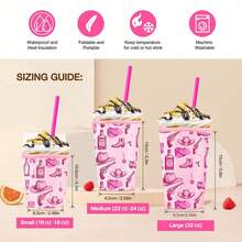 3pcs Reusable Iced Coffee & Soda Cup Sleeves, Insulated Non-Slip Nylon Material Suitable For Hot & Cold Beverages - Multicolor - View 2
