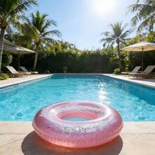 Aro de natación grande transparente con lentejuelas #90, flotador inflable grueso para adultos, flotador de piscina de alta flotabilidad y lindo, diversión acuática de verano - transparente - Ver 10