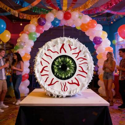 4pcs Set Eyeball Piñata, Includes Piñata + Stick + Confetti + Blindfold, Dark Cthulhu Style With Eyeball Pattern & Cthulhu Decor, Dark Horror Theme Party, Cthulhu Culture Fans, Party Interactive Smash Candy + Atmosphere Decor + Creative Themed Props, Suitable For Horror Themed Seasons