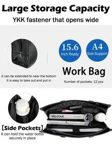 NEWHEY 男士商务包，A4尺寸兼容，求职包，大容量，面试包，独立电脑包，15.6英寸，公文包，双向手提，防水，适合商务、学校、工作、出差和日常使用。 - 黑色 - 查看 3