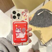 1件装油画樱花猫PU皮革卡槽手机壳，超薄钱包式卡套，兼容MagSafe，防震保护后盖，兼容 15/14/13/12/11 Pro Max Plus、Galaxy - 彩色 - 查看 1