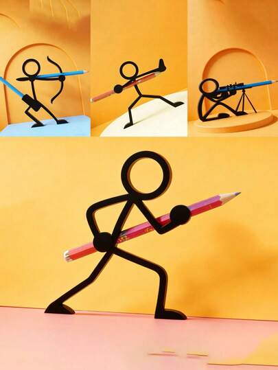 Matchstick Warrior Pen Holder, Funny Pencil Stand Decor, Surprise Gift, Toy Figurine