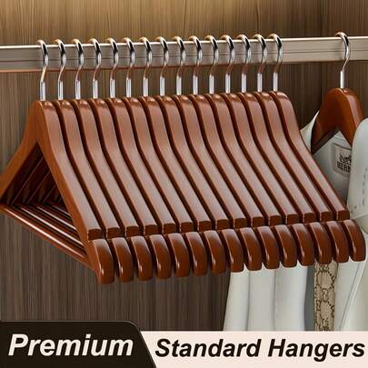 8-Piece Set Of High-Quality Wooden Standard Hangers - Smooth Surface Suitable For Shirts, Coats, And Dresses, With Groove Design, Rotating Hooks, And Stable Structure To Assist Wardrobe Storage