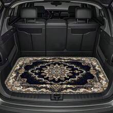 1 pieza Alfombra de maletero de estilo bohemio - Material de poliéster duradero, diseño impreso exquisito con intrincados patrones florales, adecuado para conductores diarios, camiones, sedanes, SUV, regalo de Navidad, uso en exteriores, alfombra de maletero | Estilo bohemio | Poliéster duradero - alfombrilla del maletero - Ver 1