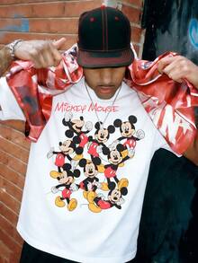 Disney-Mickey Mouse "Multi Expression Mickey Full Print T-Shirt With Slimming Half Sleeves, Playful And Eye-Catching Item On The Street - 白色 - 查看 1