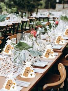 18/9/3件套蜜蜂雏菊钥匙扣礼盒，包含钥匙扣、感谢卡和束口袋；适合作为新娘送礼会回礼、单身派对礼物、婚礼招待会中心装饰品、伴娘/伴郎礼物、性别揭晓派对回礼、婚礼签到礼物、主题派对装饰品。 - 查看 3