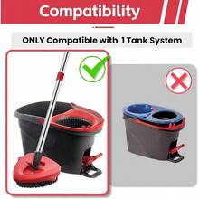 Spin Mop Mop Compatible With O Cedar 1 System, 2 Microfiber Mop Heads Replacements, 58 Inch Mop Replace Handle, 1 Scrub Brush Attachment And 1 Mop Base Ocedar EasyWring Spin Mop - L-5 - Xem 2