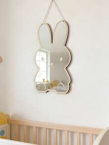 1 pieza Espejo decorativo con marco de madera con diseño de conejo lindo, adecuado para decoración de pared de habitación de niña, decoración de guardería de bebé - Multicolor - Ver 6