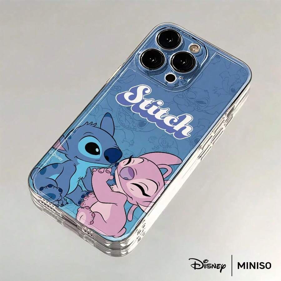 Miniso 迪士尼《星际宝贝》史迪奇和安琪儿情侣款手机壳，适用于iPhone 17/17 Pro/17 Pro Max/17 Air/16/15/14/13/12/11/X系列，iPhone 17 Pro Max手机壳，iPhone 17 Pro手机壳，iPhone 17手机壳，圣诞礼物，送给女朋友 - 無色 - 查看 1