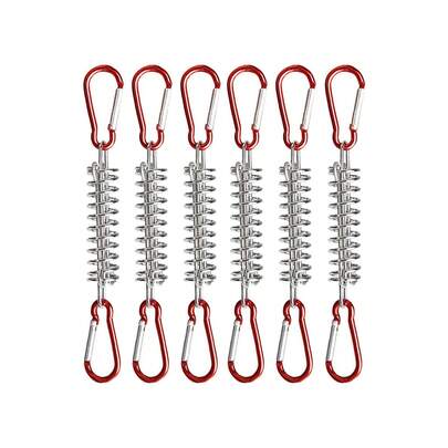 Camping Tent Spring Buckle Set Tent Spring Porch Swing Spring Buckle With Carabiners Heavy Duty Wire Racks Accessories Awning Rope Tensioner For Securing Tarps Tents Sunshade