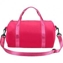 Nueva bolsa de gimnasio mini de gran capacidad, impermeable, bolsos de hombro ligeros de unicolor, bolsa de yoga para mujeres - Rosa Fucsia - Ver 3