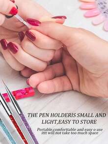 6pcs 5-Slot Acrylic Brush Holders For Nail Art, Makeup Brushes, Pens, And DIY Tool Organization. - Multicolor - View 7