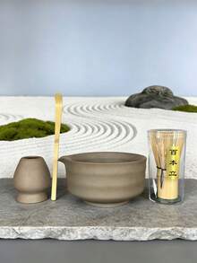 1件/2件/4件套日式窑烧渐变粉色抹茶碗、抹茶筅、抹茶勺、抹茶刷茶具套装 - 彩色 - 查看 4