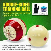 2pcs Practice Cue Balls, 2pcs Gloves, 2pcs Chalk Powder, Billiard Training Accessories Set, Suitable For Beginner And Competitive Billiard Training - White - View 5