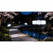 Solar 3-Head Outdoor Garden Wall Light - 182PCS 2835 High Brightness LEDs, IP65 Waterproof With Remote Control - Black - View 3