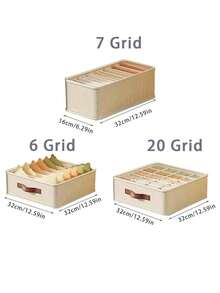 Drawer Storage Box, For Underwear, Socks, Bras - Wardrobe Storage Box With Dividers, Foldable Closet Organizer - Beige - View 12
