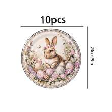 10个/20个/30个/60个装复古复活节兔子派对用品，适用于7英寸和9英寸复活节纸盘以及9盎司纸杯，一次性兔子甜点盘，复古兔子彩蛋餐具装饰，适合作为节日派对礼物 - A款 - 查看 10