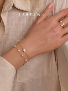 1pc S925 Sterling Silver Bracelet, Gold Bracelet, Opal Bracelet, Exquisite Opal Jewelry, Simple Gold Bead Chain, October Birthstone, Elegant Mother's Bracelet, Christmas Gift, Charming Jewelry. - Multicolor - View 7