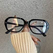 1pc Women's Large Frame Makeup-Free Optical Glasses Frame - Black - View 6