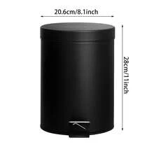 1pc Pedal [Round] & Push [Rectangular] Black Trash Can With Lid, Silent Closing Garbage Bin, Suitable For Living Room, Bedroom, Bathroom, Kitchen - No Electricity Required [Choose Your Preferred Opening Style] - Black - View 4