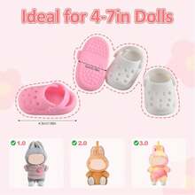 【夏季新品】Laububu 可爱娃娃鞋，适合 4-7 英寸（约 10.2-17.8 厘米）娃娃，高品质娃娃鞋，可搭配 Lububu 娃娃服装和套装，凉鞋 - 彩色 - 查看 3