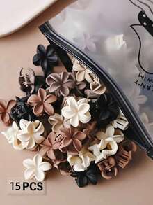 15/20/30个装多功能时尚小花朵发夹，简约刘海夹，迷你发爪，女士发饰，时尚发夹，女士发卡 - 彩色 - 查看 6