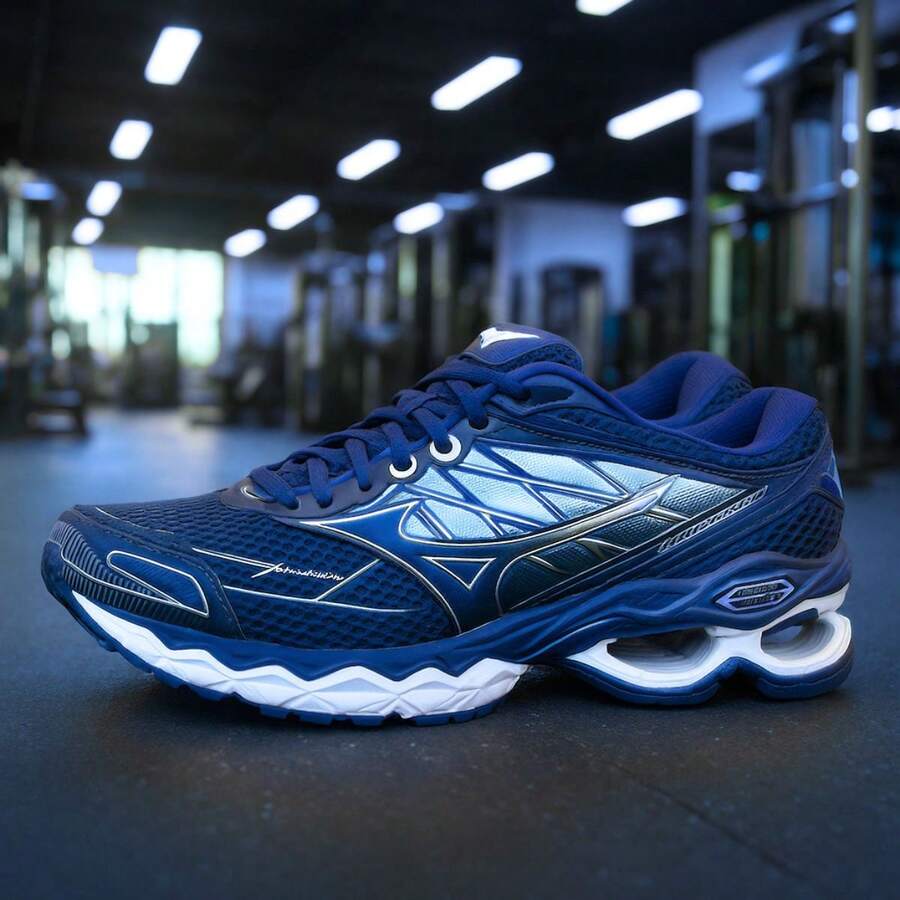 Men's Wave Creation 20 Gym Tennis Shoes For Walking And Gym Use. - NAVY BLUE WHITE - View 1