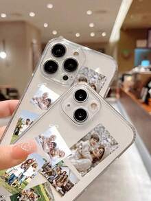 1 pieza Funda de teléfono a prueba de golpes de TPU personalizada, compatible con Apple 16 15 14 13 Plus Pro Max Pro/ Personalizable con fotos personales, dibujos animados, personajes de juegos, celebridades, ideal como regalo de Navidad/Acción de Gracias/Halloween/Día de San Valentín/Pascua para novio/novia/familia/amigos - transparente - Ver 7