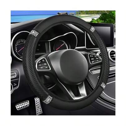 Bling Car Stee Weel Cover Crystal S Elastic Stretc Veicle Stee Weel Tecter  Women Girl Automotive Inter Accessories Universal  SUV Se Truck Black