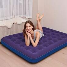 1pc Flocked Inflatable Bed, Ideal Temporary Sleeping Solution For Home Guests And Outdoor Camping, Comfortable And Practical. Soft Touch, Conforms To Body Curve, Reduces Sleeping Discomfort - Multicolor - View 4