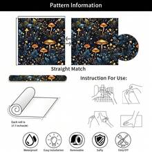 1 Cuộn Giấy Dán Vinyl Họa Tiết Nấm, Giấy Dán PVC Cho Phòng Ngủ, Phòng Khách, Phòng Tắm, Mặt Bàn Bếp, Trang Trí Nội Thất, Giấy Dán Tự Dán, 17.7inX39.3/118.1/196.8/393.7in - K-vàng - Xem 7