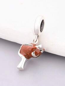 1pc 925 Sterling Silver Football Pendant, Unisex Sports Jewelry DIY Gift - Silver - View 4