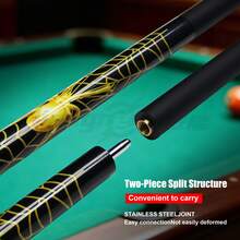 12.5mm Novelty Spider Pattern Cool Yellow Carbon Fiber Glass Fiber Billiard Cue Stick, Suitable For American Pool Table Entertainment And Clubs - Yellow - View 2