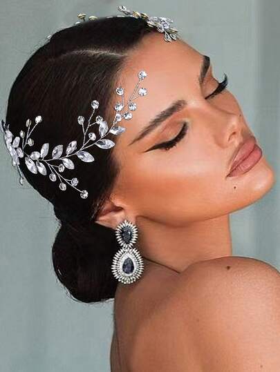1pc Minimalist Handmade Crystal Headband, Bridal Hair Accessory, Fashion Hair Decoration Suitable For Party, Photography, Daily Wear