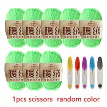 8 cuộn sợi polyester chenille + 1 kéo nhỏ màu ngẫu nhiên, tự làm đồ đan móc túi xách / khăn quàng cổ / áo len / đồ chơi nhồi bông - nhiều màu - Xem 19