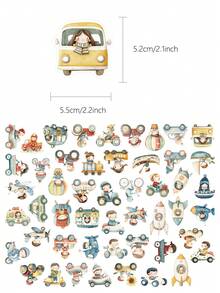 50pcs Cartoon Vehicles Stickers Aesthetic Transport Vibes For Journal, Phone Case, Tablet, Water Bottle, Helmet, Bike, Luggage, Waterproof Decals - Multicolor - View 2