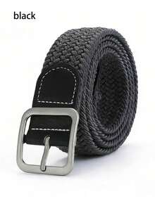 Elastic Waist Belt, Canvas Woven Belt, Versatile Casual Pin Buckle Belt, Suitable For Men And Women - Square Buckle - View 2