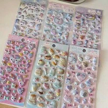 可爱糖果宠物猫咖啡蛋糕3D闪亮贴纸，剪贴簿DIY日记文具贴纸，学习用品 - 彩色 - 查看 9