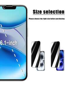 4片装防窥钢化玻璃屏幕保护膜，兼容 17/17 Pro/17 Pro Max/16 Pro Max/15 Pro Max/14 Pro Max/13/12/11 Pro Max，高硬度保护，防刮防撞，保护屏幕隐私 - 黑色 - 查看 2