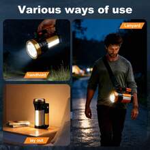 Ultra-Bright LED Flashlight, Portable Flashlight | High Lumen, Zoomable, Adjustable Brightness For Outdoor Use, Emergency Charging, 2400mAh Tactical Flashlight, Durable, Camping Gear, Rechargeable Light - Gold - View 4