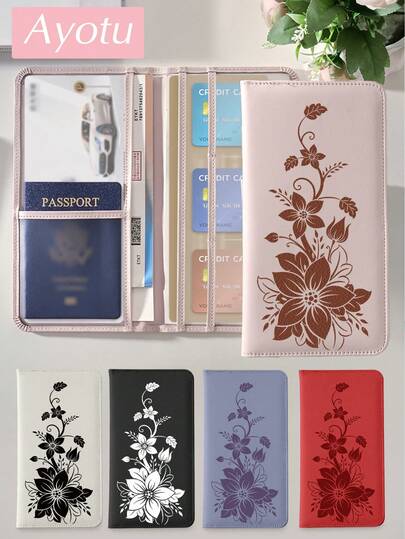 Ayotu 花卉图案车辆登记及保险卡收纳盒 - 汽车手套箱整理盒，汽车卡车配件盒，适用于存放重要文件、驾驶证、护照、卡片、汽车零件及其他配件。这款男女皆宜的收纳盒是送给汽车、卡车、摩托车和拖车车主的理想礼物，也是圣诞节、生日或新年的绝佳礼物。