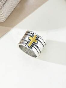 1 chiếc nhẫn khắc hình thánh giá cổ điển, phù hợp cho cả nam và nữ, dễ phối đồ hàng ngày, quà tặng cho các bữa tiệc nhạc rock. - nhẫn - Xem 8
