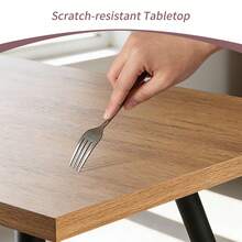 AINPECCA Dining Table With Black Metal Legs Kitchen Table (Marble Effect Top, 120 * 70cm) - Oak - View 8