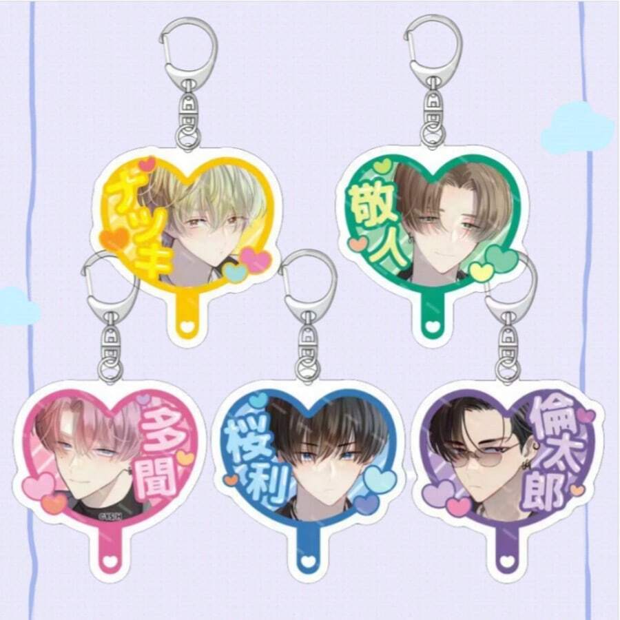 动漫人物桃代千影、樱花文堂、桥原夏木、橘日向、甲蓝太郎亚克力钥匙扣吊坠 - 彩色 - 查看 1
